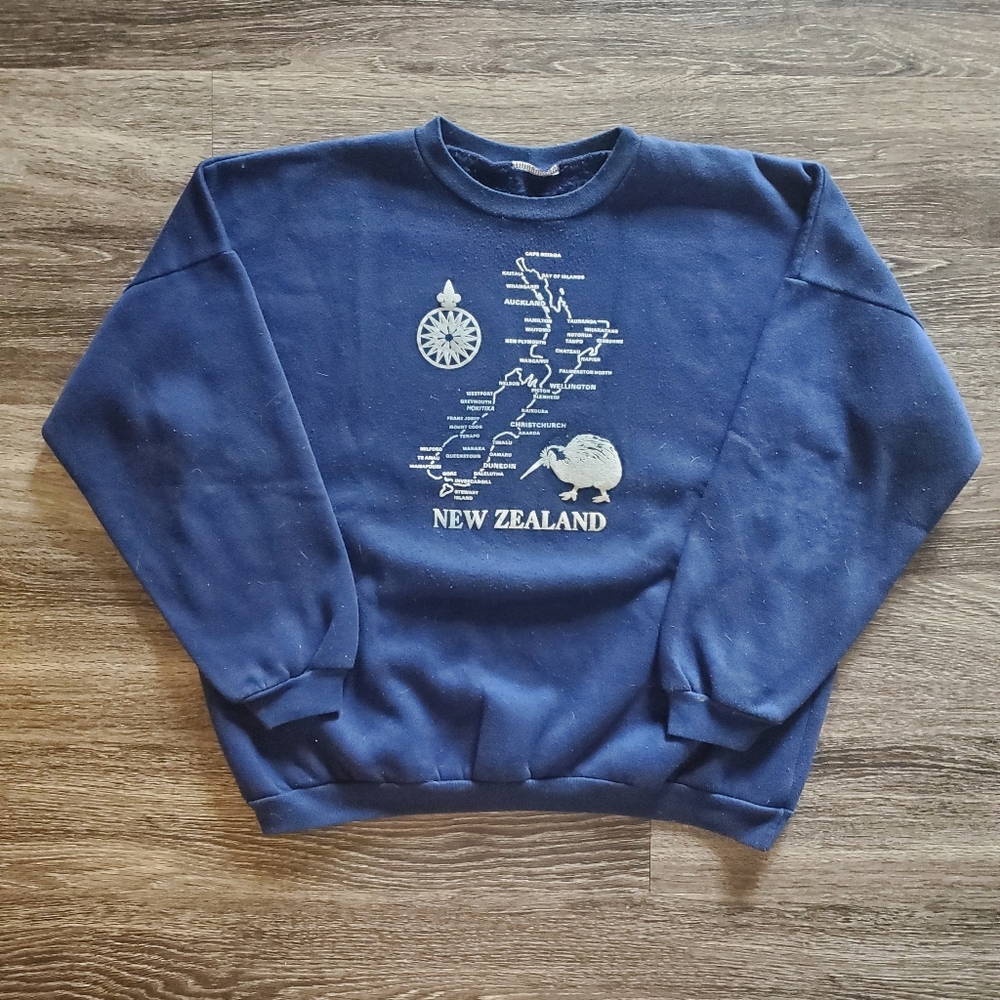 Vintage New Zealand Blue Sweater - Kiwi Travel Souvenir